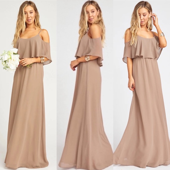 Show Me Your Mumu Caitlin Ruffle Maxi Dress Dune NEW - Picture 2 of 9